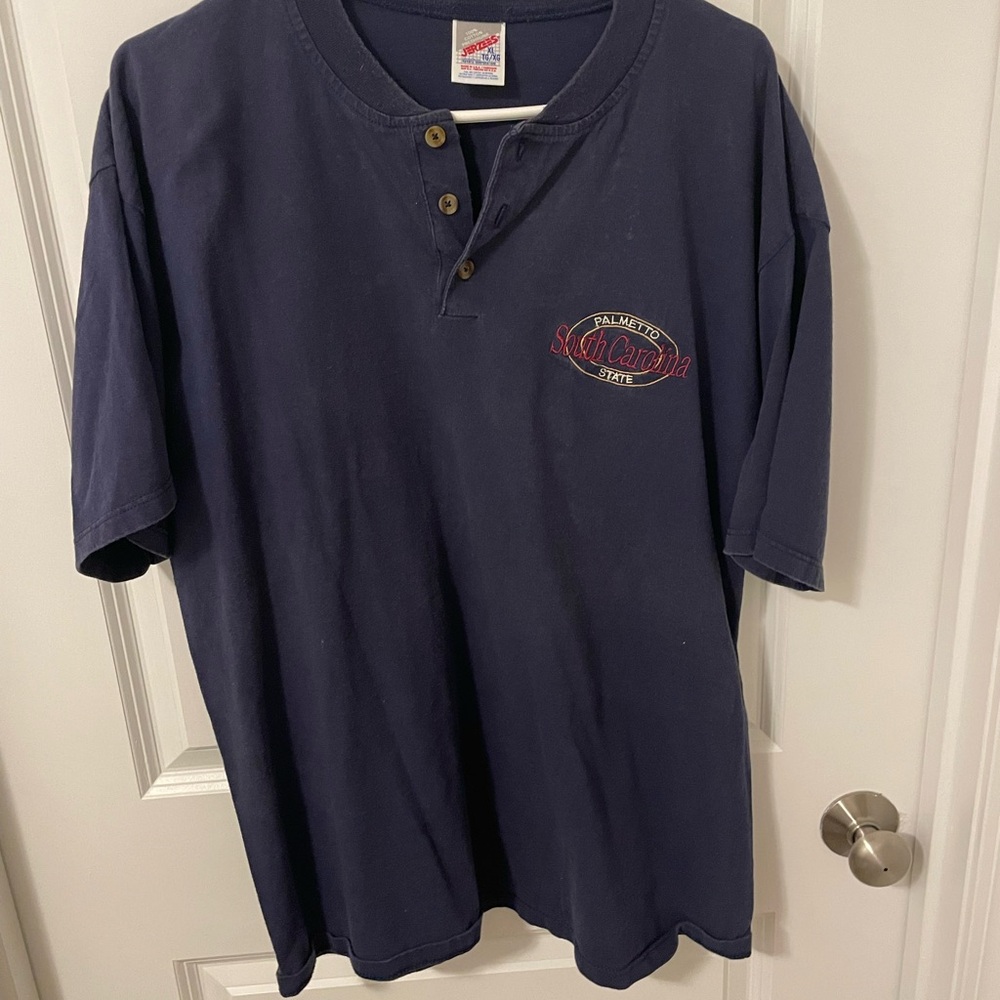 Fruit of the Loom Dark Blue Short Sleeve Henley